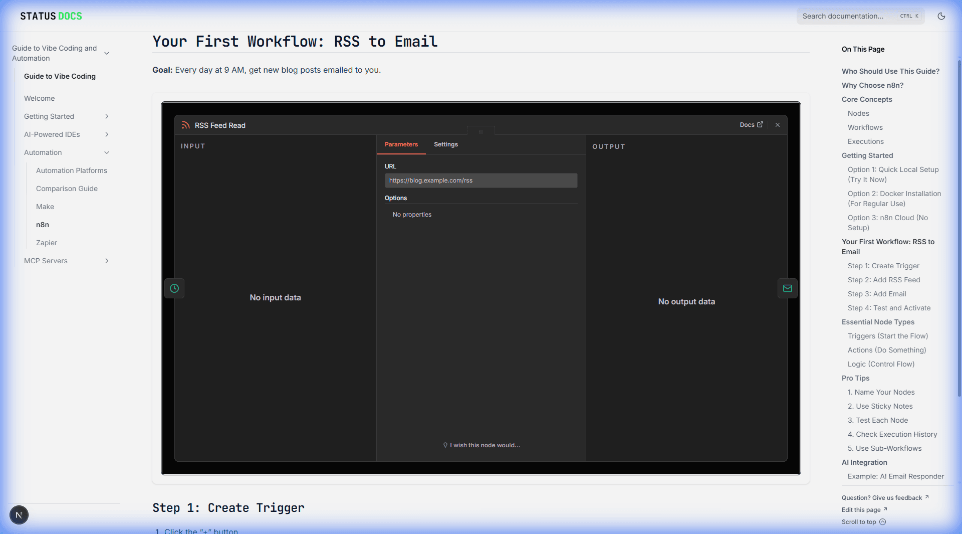 n8n RSS Node Configuration