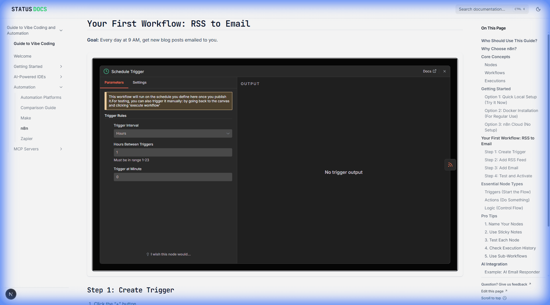 n8n Schedule Trigger Configuration
